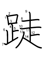 Thứ tự nét chữ 跿