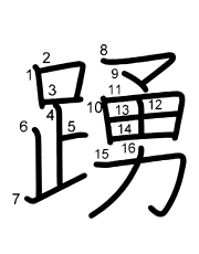 Thứ tự nét chữ 踴