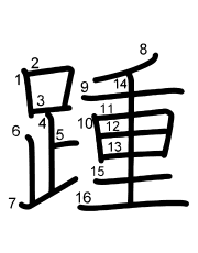 Thứ tự nét chữ 踵
