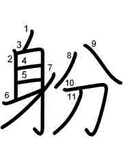 Thứ tự nét chữ 躮