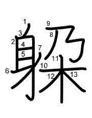 Thứ tự nét chữ 躱