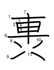 Thứ tự nét chữ 軣