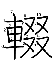 Thứ tự nét chữ 輟
