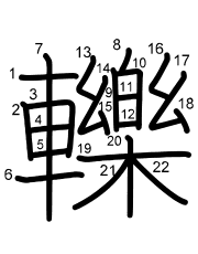 Thứ tự nét chữ 轢