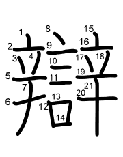 Thứ tự nét chữ 辯