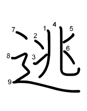 Thứ tự nét chữ 逃