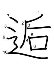 Thứ tự nét chữ 逅