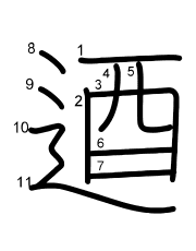 Thứ tự nét chữ 逎