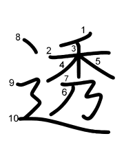 Thứ tự nét chữ 透