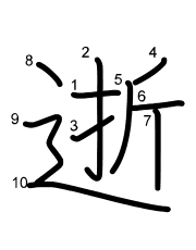 Thứ tự nét chữ 逝