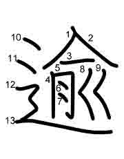Thứ tự nét chữ 逾
