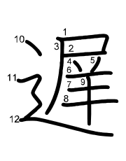 Thứ tự nét chữ 遅