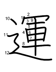 Thứ tự nét chữ 運