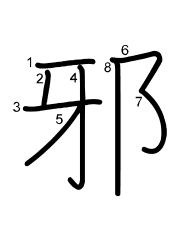 Thứ tự nét chữ 邪