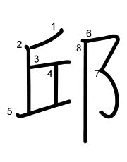 Thứ tự nét chữ 邱