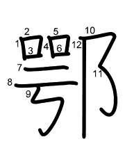 Thứ tự nét chữ 鄂