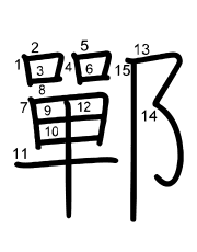 Thứ tự nét chữ 鄲