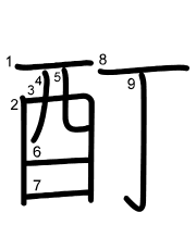 Thứ tự nét chữ 酊