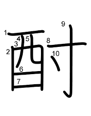 Thứ tự nét chữ 酎