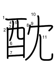 Thứ tự nét chữ 酖