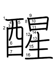 Thứ tự nét chữ 醒
