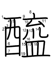 Thứ tự nét chữ 醯