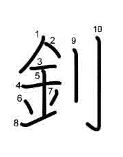 Thứ tự nét chữ 釗