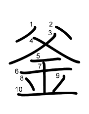 Thứ tự nét chữ 釜
