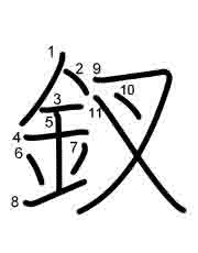 Thứ tự nét chữ 釵