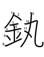 Thứ tự nét chữ 釻