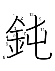 Thứ tự nét chữ 鈍