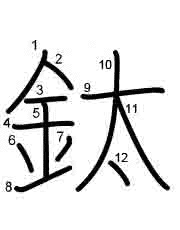 Thứ tự nét chữ 鈦