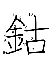Thứ tự nét chữ 鈷