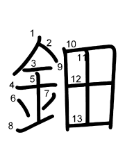Thứ tự nét chữ 鈿