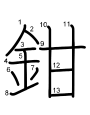Thứ tự nét chữ 鉗