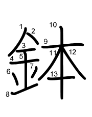 Thứ tự nét chữ 鉢