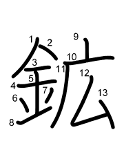 Thứ tự nét chữ 鉱