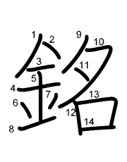 Thứ tự nét chữ 銘