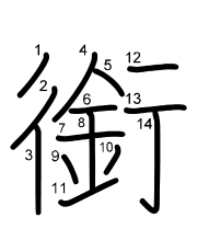 Thứ tự nét chữ 銜