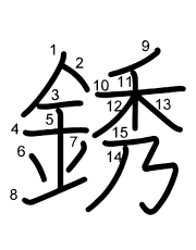 Thứ tự nét chữ 銹