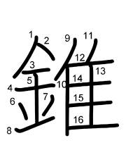 Thứ tự nét chữ 錐