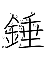 Thứ tự nét chữ 錘