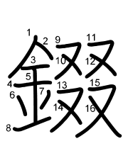 Thứ tự nét chữ 錣