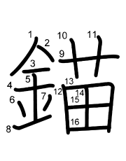 Thứ tự nét chữ 錨