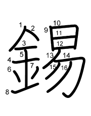 Thứ tự nét chữ 錫