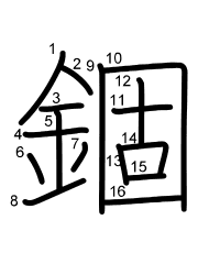 Thứ tự nét chữ 錮