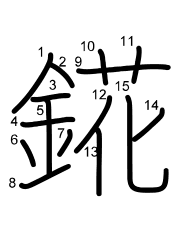 Thứ tự nét chữ 錵