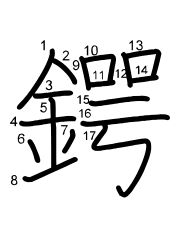 Thứ tự nét chữ 鍔