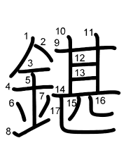 Thứ tự nét chữ 鍖