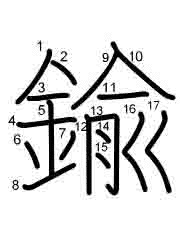 Thứ tự nét chữ 鍮